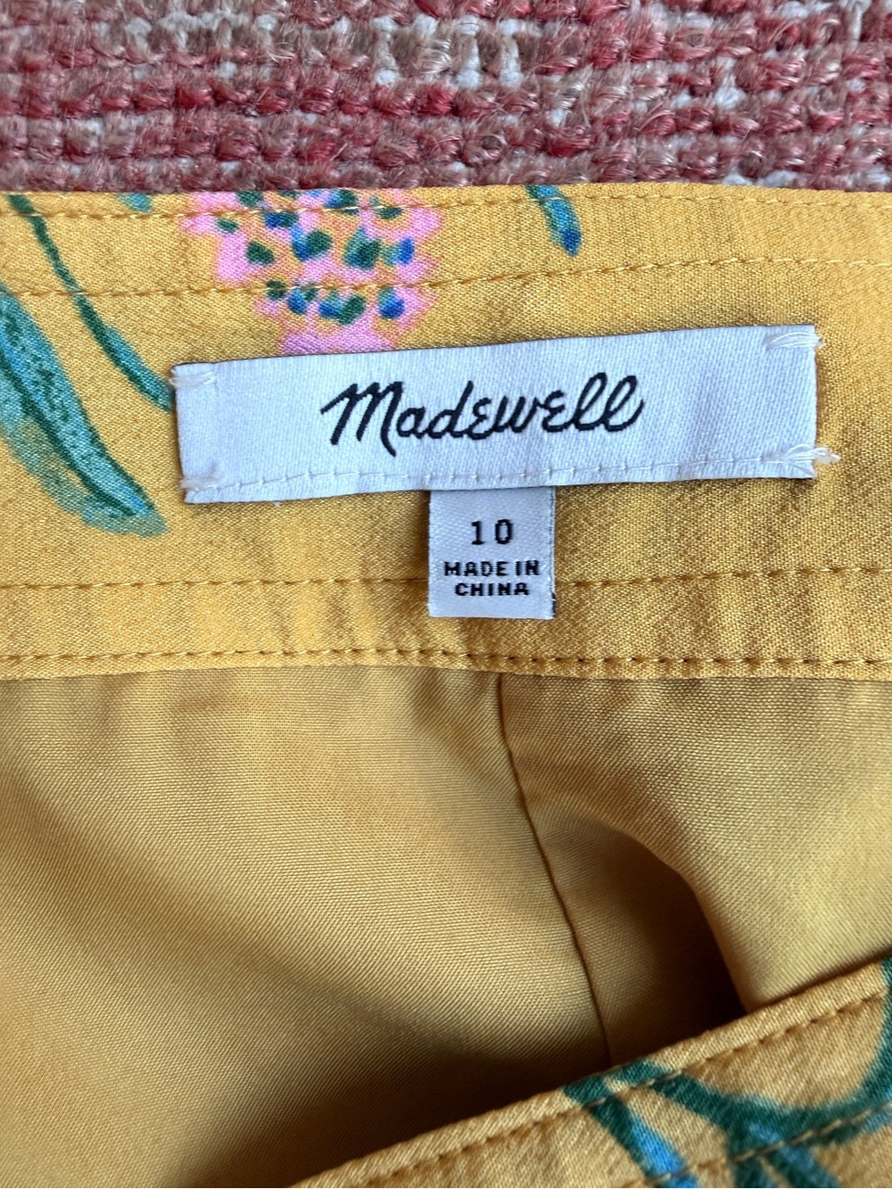 Madewell Yellow Floral Midi Skirt with Blue & Pink Bloom Motif - Picture 2 of 3
